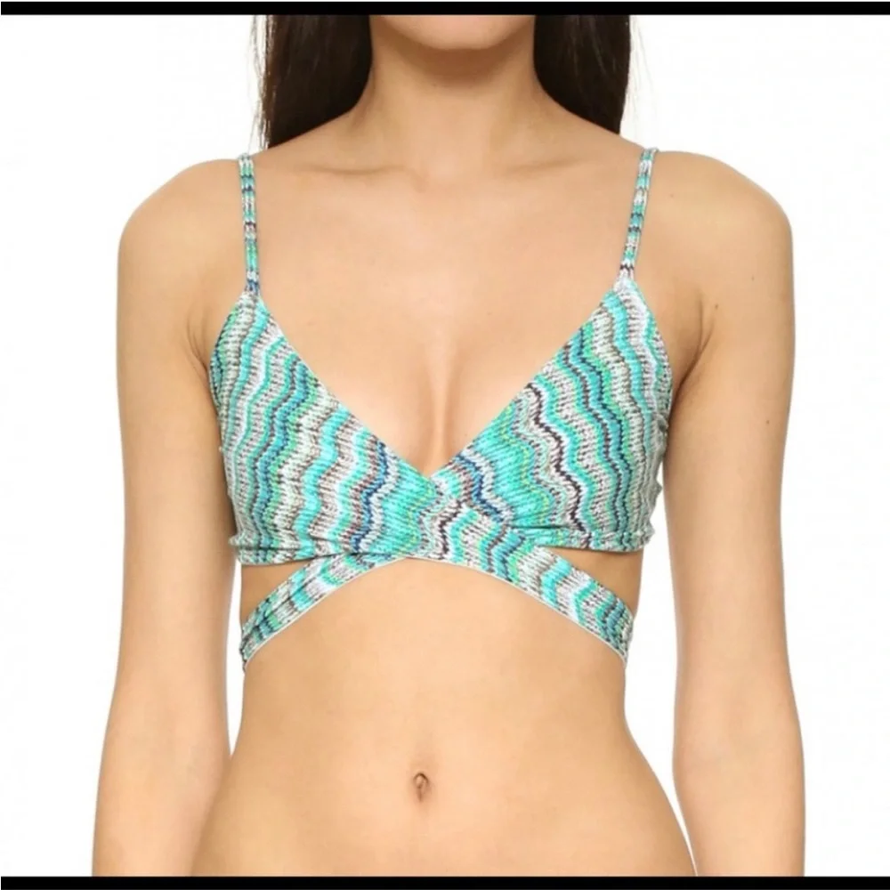 L space reversible wrap multicolor blue bralette bikini top Medium